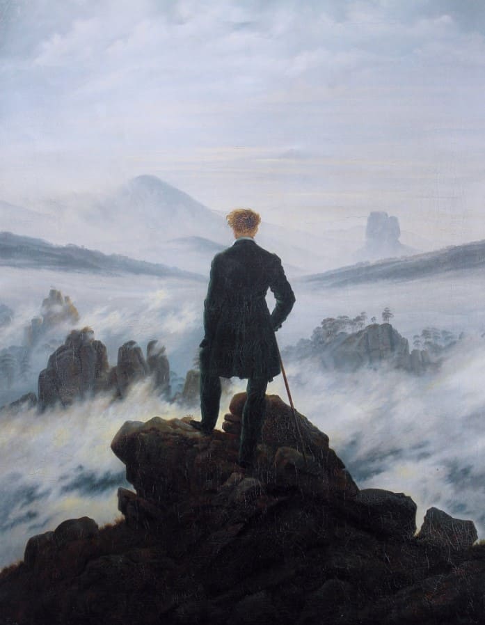 El caminante sobre el mas de nubes de Caspar David Friedrich